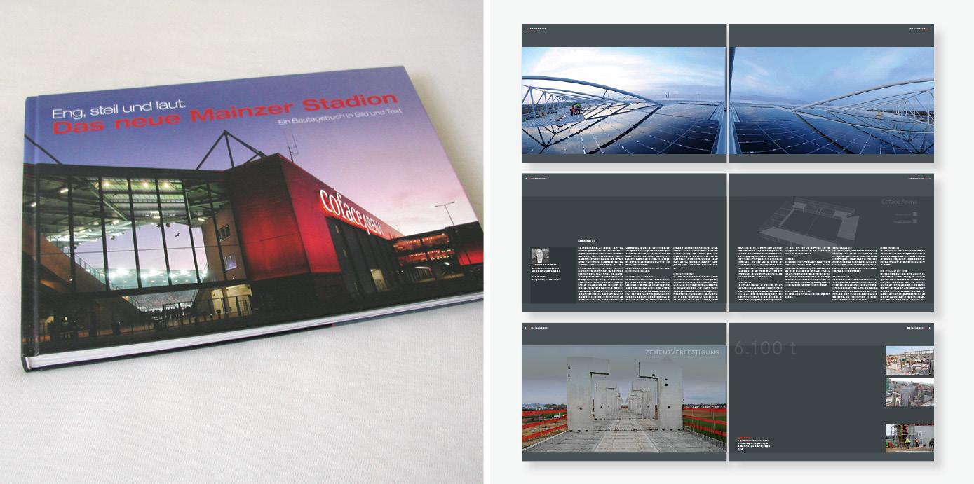 Gestaltungskonzept & Layout zum Buch über den Bau der Coface-Arena Mainz